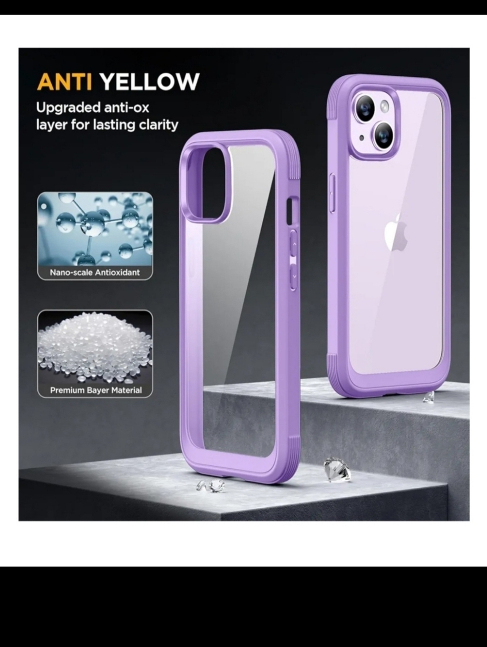 Purple Clear Protective Phone Case - Compatible with iPhone 14